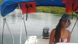 BlogUpforit Driving my boat in Bocas Del Toro then Deepthroat Throatpie Stockings
