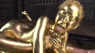 Erotic Gold Bodypaint Behind