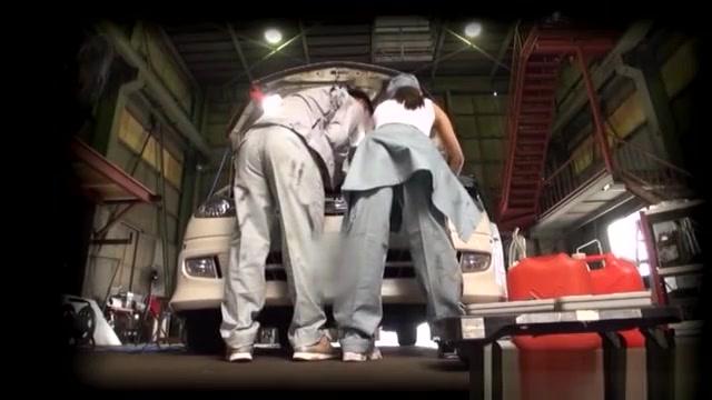 Horny garage workers fuck in the car they are fixing - 2