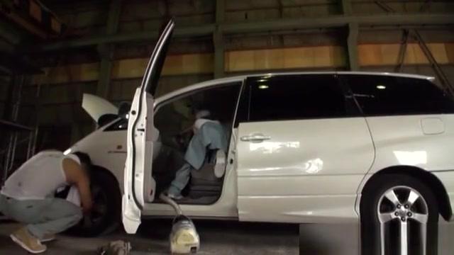Horny garage workers fuck in the car they are fixing - 1