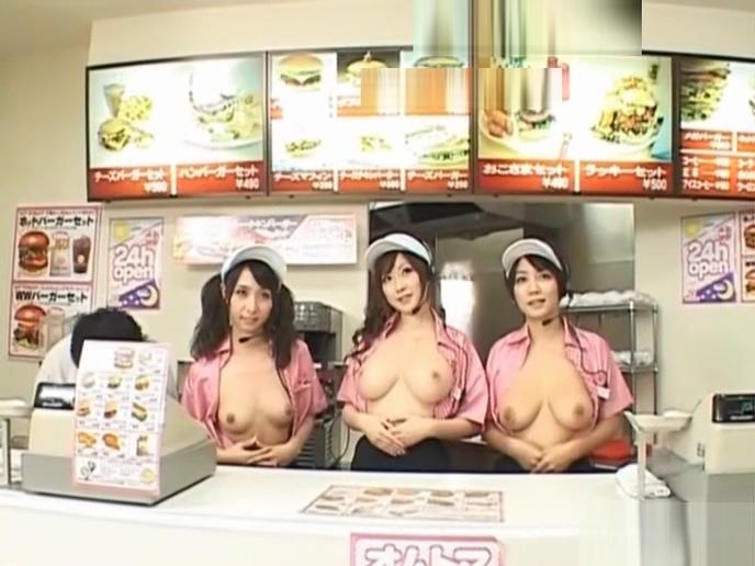 Lily Carter Mesmerized Japanese fast food workers get fucked doggy style in public 18Comix
