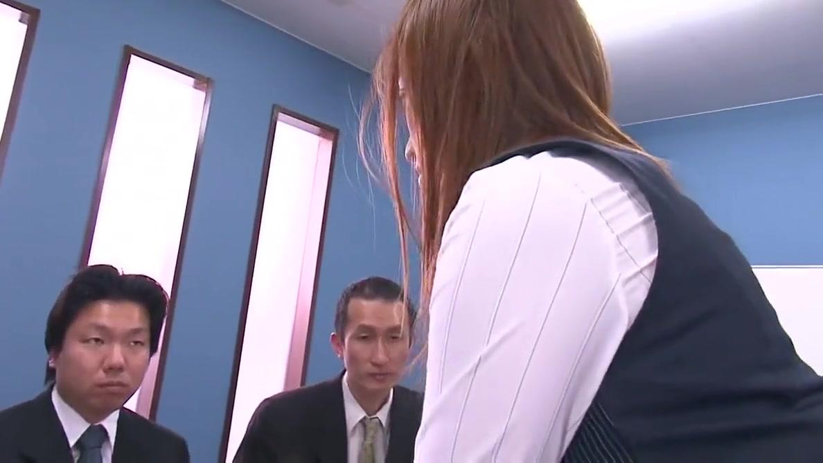 Businessmen can't resist hot secretary and they gang bang her - 2