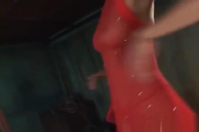 Asian lady in red gets sexy assets teased while dancing - 1