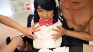 Gay Cut Glamorous Asian girl fucked by two guys in cosplay...
