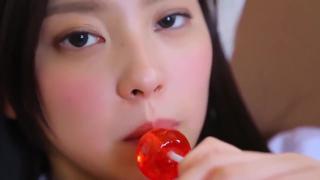 Sister Nishida Natsume sucks a lollipop in school uniform Livesex
