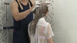 Les Maria Hidaka In Japanese Hair Washing Blowjob