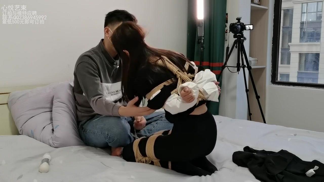 Gaygroup Asian Lady Blindfolded And Bound Chastity